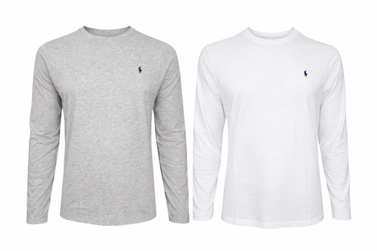 Polo Ralph Lauren Longsleeve Langarmshirt Baumwolle vers. Farben / weiß und grau